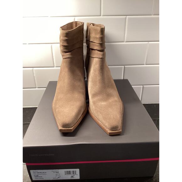 NWT Vince Camuto Women's Leather Suede Nerlinji Ankle Boots Brown Size 7.5M - Picture 4 of 9